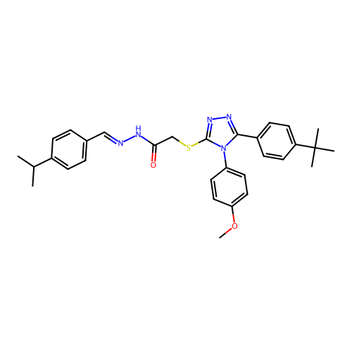 2-{[5-(4-tert-butylphenyl)-4-(4-methoxyphenyl)-4H-1,2,4-triazol-3-yl]sulfanyl}-N'-{(E)-[4-(propan-2-yl)phenyl]methylidene}acetohydrazide structure