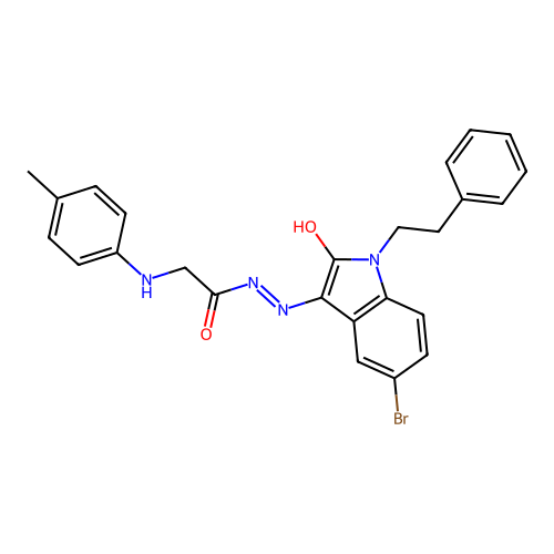 (Z)-N'-(5-bromo-2-oxo-1-phenethylindolin-3-ylidene)-2-(p-tolylamino)acetohydrazide structure