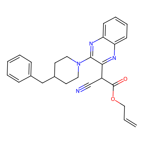 Prop-2-en-1-yl [3-(4-benzylpiperidin-1-yl)quinoxalin-2-yl](cyano)acetate structure