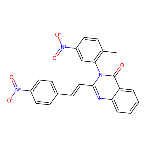 3-(2-methyl-5-nitrophenyl)-2-[(E)-2-(4-nitrophenyl)ethenyl]quinazolin-4(3H)-one structure