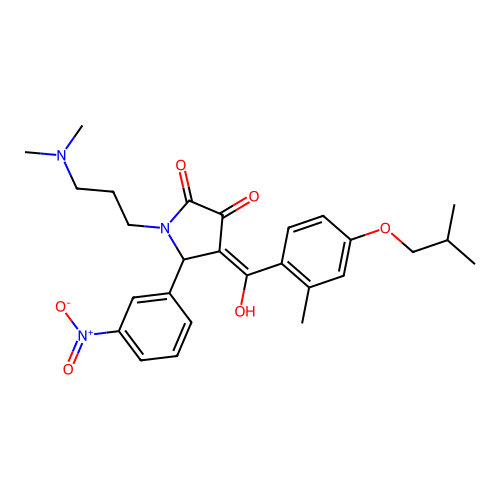 (4E)-1-[3-(dimethylamino)propyl]-4-[hydroxy-[2-methyl-4-(2-methylpropoxy)phenyl]methylidene]-5-(3-nitrophenyl)pyrrolidine-2,3-dione structure