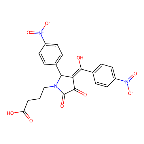 4-[(3E)-3-[hydroxy(4-nitrophenyl)methylidene]-2-(4-nitrophenyl)-4,5-dioxopyrrolidin-1-yl]butanoic acid structure