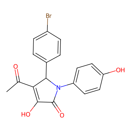 3-acetyl-2-(4-bromophenyl)-4-hydroxy-1-(4-hydroxyphenyl)-2H-pyrrol-5-one structure