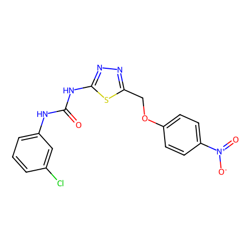 1-(3-Chlorophenyl)-3-(5-((4-nitrophenoxy)methyl)-1,3,4-thiadiazol-2-yl)urea structure
