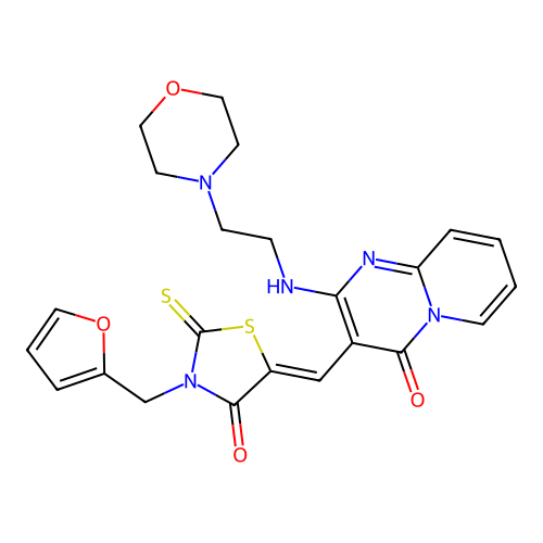 (Z)-3-(furan-2-ylmethyl)-5-((2-((2-morpholinoethyl)amino)-4-oxo-4H-pyrido[1,2-a]pyrimidin-3-yl)methylene)-2-thioxothiazolidin-4-one structure