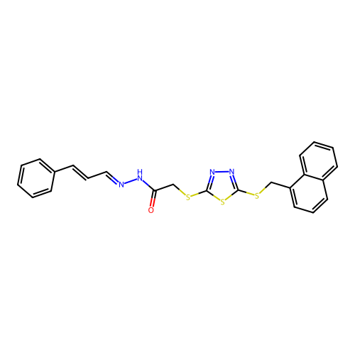 2-({5-[(naphthalen-1-ylmethyl)sulfanyl]-1,3,4-thiadiazol-2-yl}sulfanyl)-N'-[(1E,2E)-3-phenylprop-2-en-1-ylidene]acetohydrazide structure