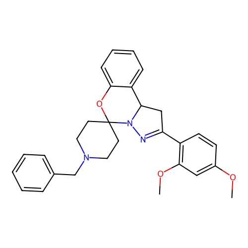 1'-benzyl-2-(2,4-dimethoxyphenyl)-1,10b-dihydrospiro[benzo[e]pyrazolo[1,5-c][1,3]oxazine-5,4'-piperidine] structure
