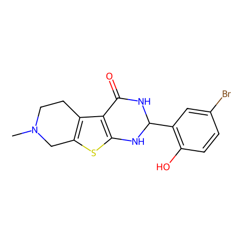 2-(5-bromo-2-hydroxyphenyl)-7-methyl-1,2,5,6,7,8-hexahydropyrido[4',3':4,5]thieno[2,3-d]pyrimidin-7-ium-4-olate structure