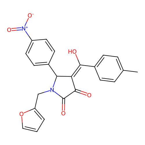 (4E)-1-(furan-2-ylmethyl)-4-[hydroxy(4-methylphenyl)methylidene]-5-(4-nitrophenyl)pyrrolidine-2,3-dione structure