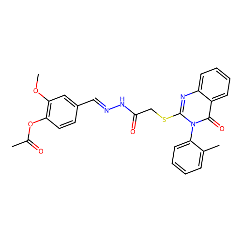 2-methoxy-4-{(E)-[2-({[3-(2-methylphenyl)-4-oxo-3,4-dihydroquinazolin-2-yl]sulfanyl}acetyl)hydrazinylidene]methyl}phenyl acetate structure