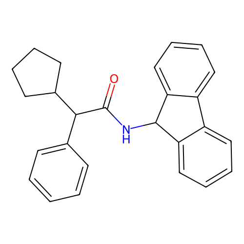 2-cyclopentyl-N-(9H-fluoren-9-yl)-2-phenylacetamide structure