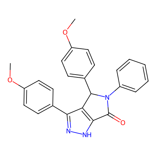 3,4-bis(4-methoxyphenyl)-5-phenyl-4,5-dihydropyrrolo[3,4-c]pyrazol-6(1H)-one structure