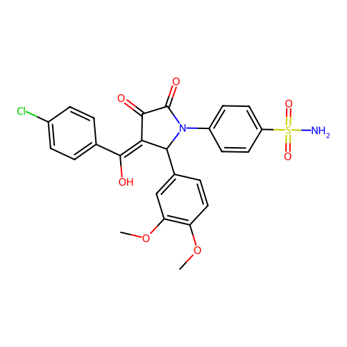 4-[(3E)-3-[(4-chlorophenyl)(hydroxy)methylidene]-2-(3,4-dimethoxyphenyl)-4,5-dioxopyrrolidin-1-yl]benzenesulfonamide structure