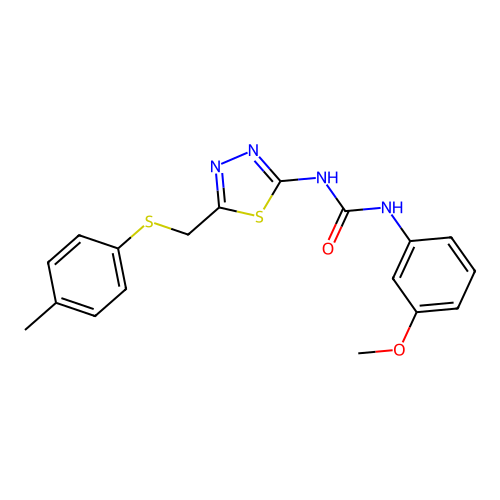 1-(3-methoxyphenyl)-3-(5-((p-tolylthio)methyl)-1,3,4-thiadiazol-2-yl)urea structure
