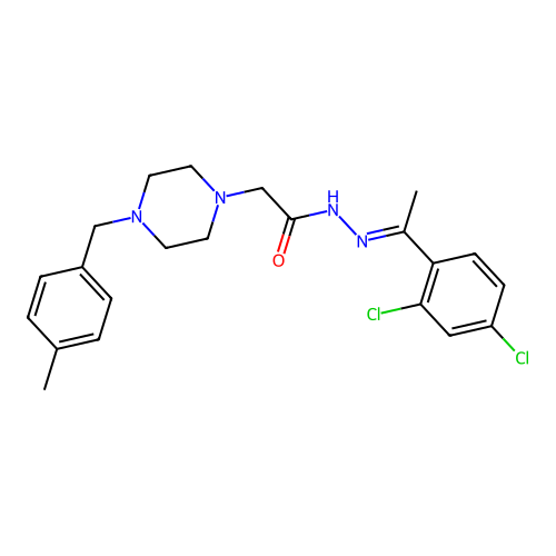 (E)-N'-(1-(2,4-dichlorophenyl)ethylidene)-2-(4-(4-methylbenzyl)piperazin-1-yl)acetohydrazide structure