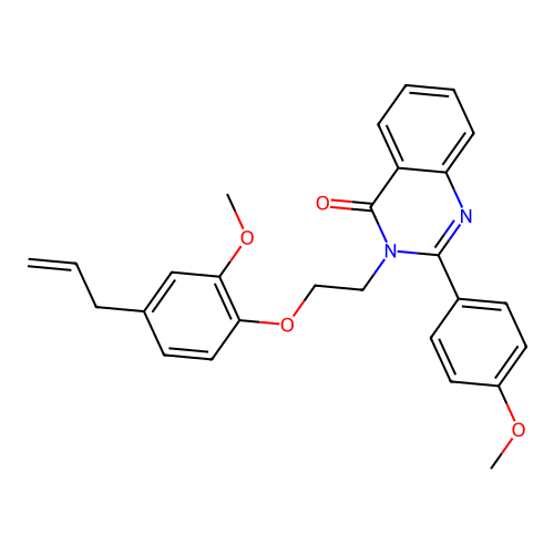 2-(4-methoxyphenyl)-3-[2-(2-methoxy-4-prop-2-enyl-phenoxy)ethyl]quinazolin-4-one structure
