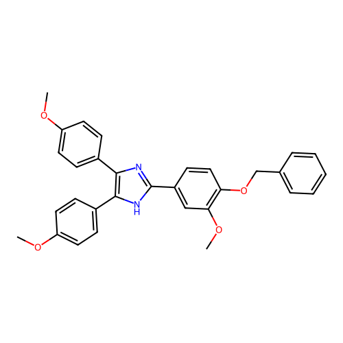2-(4-(benzyloxy)-3-methoxyphenyl)-4,5-bis(4-methoxyphenyl)-1H-imidazole structure