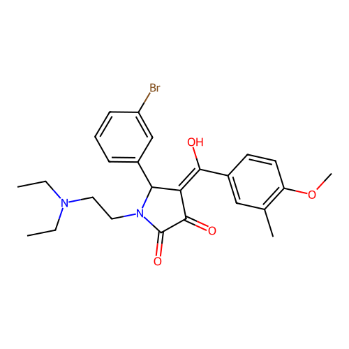 (4E)-5-(3-bromophenyl)-1-(2-diethylaminoethyl)-4-[hydroxy-(4-methoxy-3-methylphenyl)methylidene]pyrrolidine-2,3-dione structure