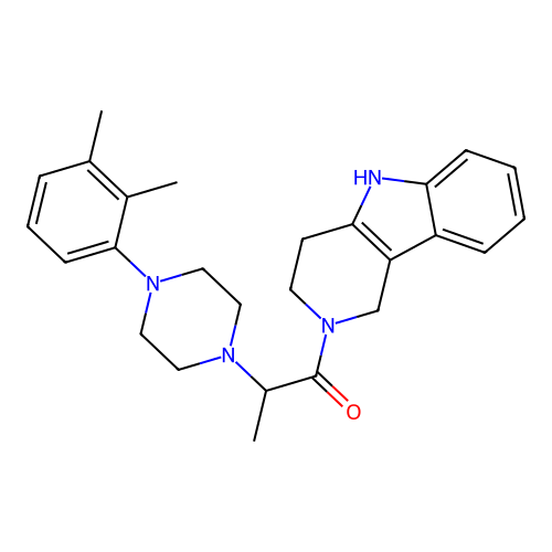 1-(3,4-dihydro-1H-pyrido[4,3-b]indol-2(5H)-yl)-2-(4-(2,3-dimethylphenyl)piperazin-1-yl)propan-1-one structure