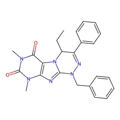 1-benzyl-4-ethyl-7,9-dimethyl-3-phenyl-4H-purino[8,7-c][1,2,4]triazine-6,8-dione structure