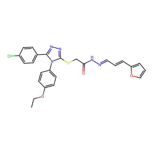 (E)-2-((5-(4-chlorophenyl)-4-(4-ethoxyphenyl)-4H-1,2,4-triazol-3-yl)thio)-N'-((E)-3-(furan-2-yl)allylidene)acetohydrazide structure