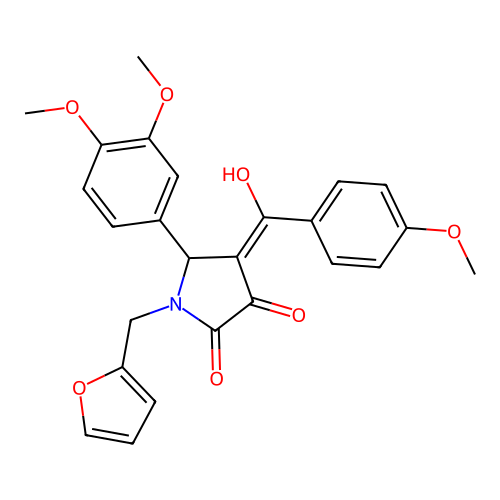 (4E)-5-(3,4-dimethoxyphenyl)-1-(furan-2-ylmethyl)-4-[hydroxy(4-methoxyphenyl)methylidene]pyrrolidine-2,3-dione structure
