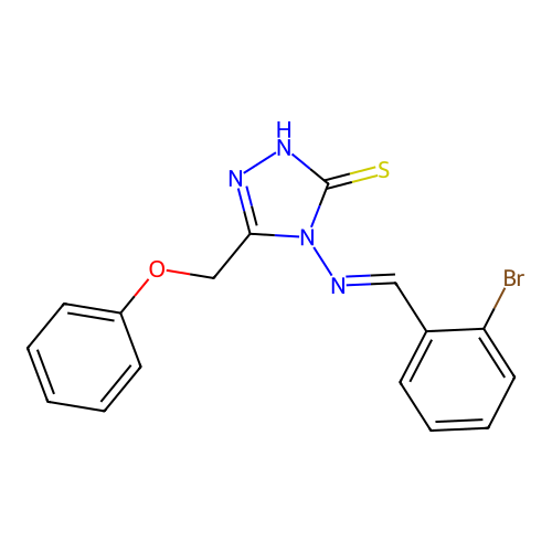 (E)-4-((2-bromobenzylidene)amino)-5-(phenoxymethyl)-4H-1,2,4-triazole-3-thiol structure