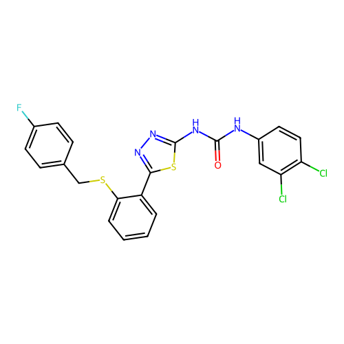 1-(3,4-dichlorophenyl)-3-(5-{2-[(4-fluorobenzyl)sulfanyl]phenyl}-1,3,4-thiadiazol-2-yl)urea structure