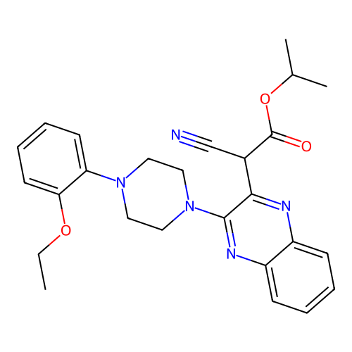 Propan-2-yl cyano{3-[4-(2-ethoxyphenyl)piperazin-1-yl]quinoxalin-2-yl}acetate structure