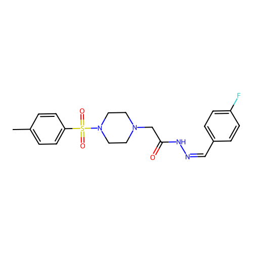 (Z)-N'-(4-fluorobenzylidene)-2-(4-tosylpiperazin-1-yl)acetohydrazide structure
