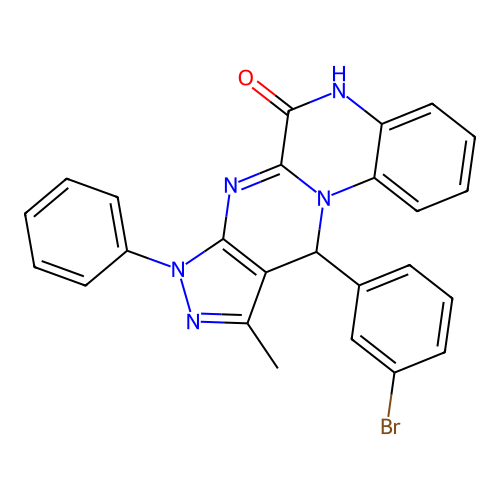 11-(3-bromophenyl)-10-methyl-8-phenyl-8,11-dihydropyrazolo[3',4':4,5]pyrimido[1,2-a]quinoxalin-6-ol structure