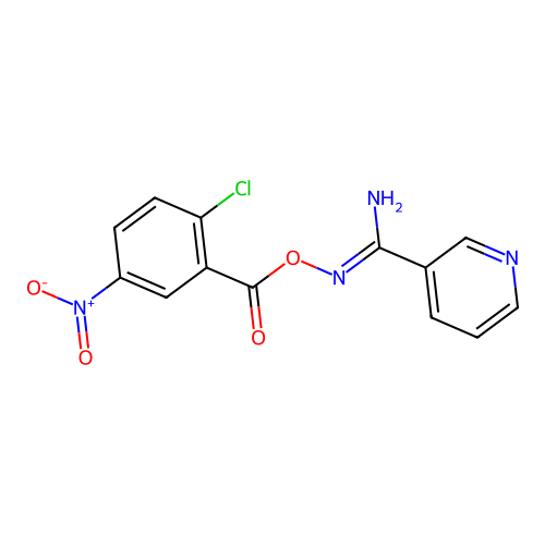 N'-{[(2-chloro-5-nitrophenyl)carbonyl]oxy}pyridine-3-carboximidamide structure