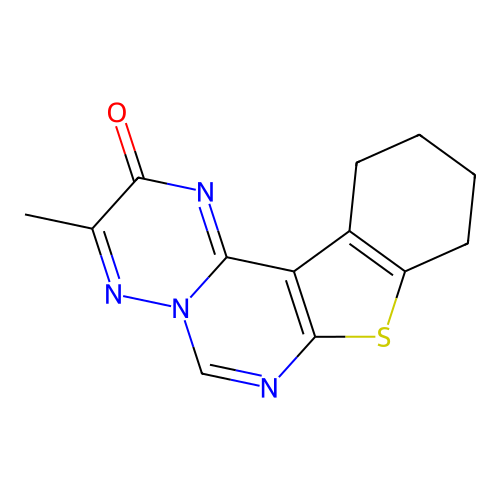 3-methyl-9,10,11,12-tetrahydro-2H-[1]benzothieno[2',3':4,5]pyrimido[1,6-b][1,2,4]triazin-2-one structure