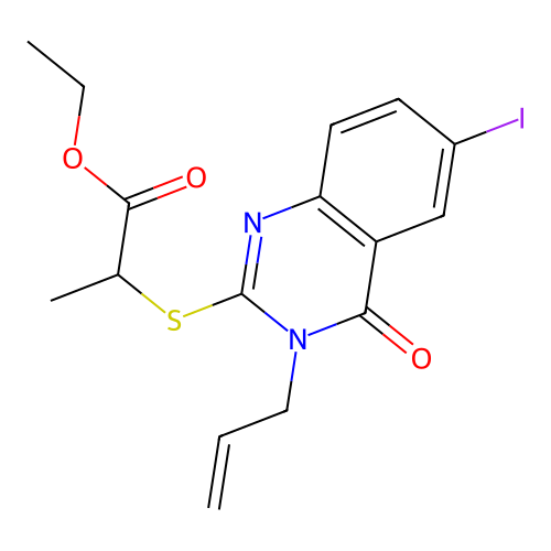 ethyl 2-((3-allyl-6-iodo-4-oxo-3,4-dihydroquinazolin-2-yl)thio)propanoate structure
