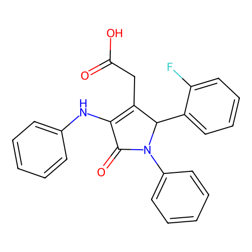 2-[4-anilino-2-(2-fluorophenyl)-5-oxo-1-phenyl-2H-pyrrol-3-yl]acetic Acid structure