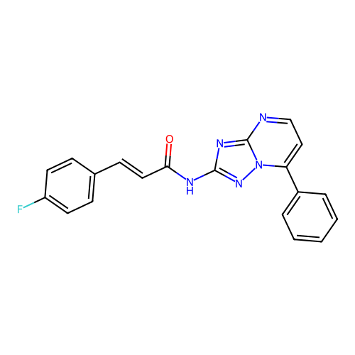 (2E)-3-(4-fluorophenyl)-N-(7-phenyl[1,2,4]triazolo[1,5-a]pyrimidin-2-yl)prop-2-enamide structure