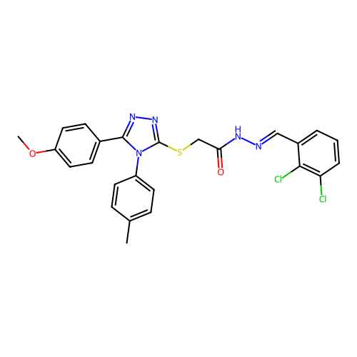 N'-[(E)-(2,3-dichlorophenyl)methylidene]-2-{[5-(4-methoxyphenyl)-4-(4-methylphenyl)-4H-1,2,4-triazol-3-yl]sulfanyl}acetohydrazide structure