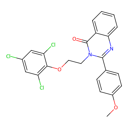 2-(4-methoxyphenyl)-3-(2-(2,4,6-trichlorophenoxy)ethyl)quinazolin-4(3H)-one structure