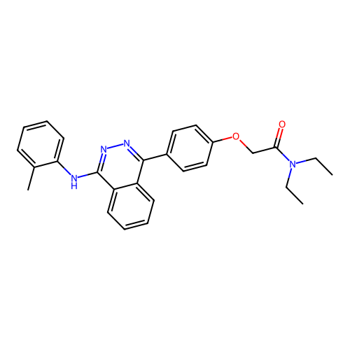 N,N-diethyl-2-(4-{4-[(2-methylphenyl)amino]phthalazin-1-yl}phenoxy)acetamide structure