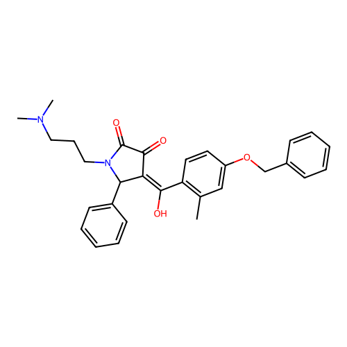 (4E)-1-[3-(dimethylamino)propyl]-4-[hydroxy-(2-methyl-4-phenylmethoxyphenyl)methylidene]-5-phenylpyrrolidine-2,3-dione structure