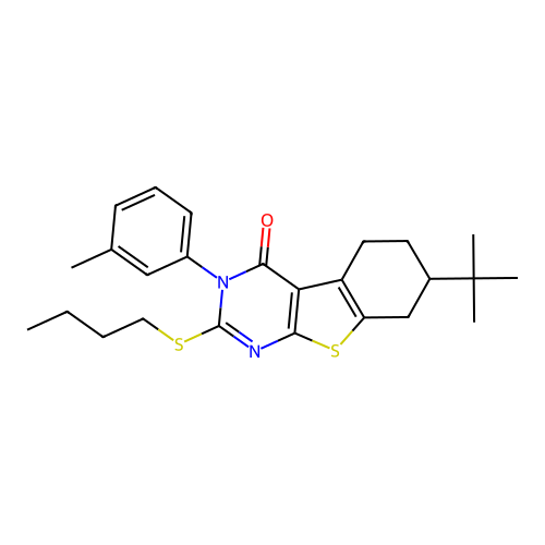 7-(tert-butyl)-2-(butylthio)-3-(m-tolyl)-5,6,7,8-tetrahydrobenzo[4,5]thieno[2,3-d]pyrimidin-4(3H)-one structure