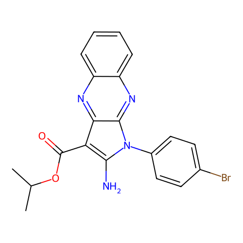 isopropyl 2-amino-1-(4-bromophenyl)-1H-pyrrolo[2,3-b]quinoxaline-3-carboxylate structure