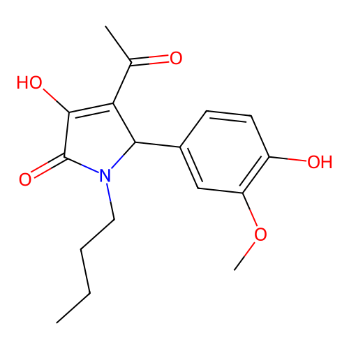 3-acetyl-1-butyl-4-hydroxy-2-(4-hydroxy-3-methoxyphenyl)-2H-pyrrol-5-one structure
