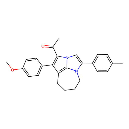 1-(1-(4-methoxyphenyl)-4-(p-tolyl)-5,6,7,8-tetrahydro-2a,4a-diazacyclopenta[cd]azulen-2-yl)ethanone structure