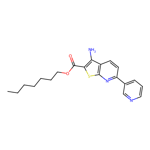 Heptyl 3-amino-6-(pyridin-3-yl)thieno[2,3-b]pyridine-2-carboxylate structure