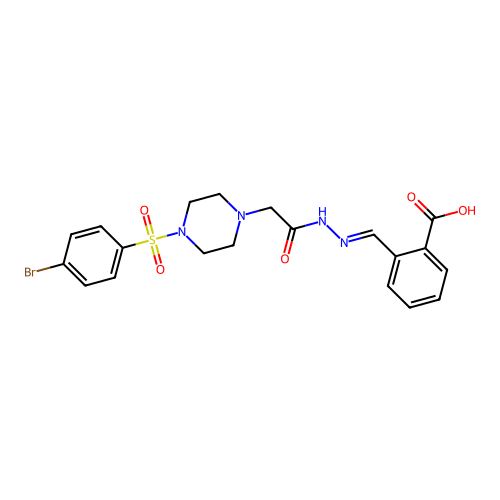 2-[[[2-[4-(4-bromophenyl)sulfonylpiperazin-1-yl]acetyl]hydrazinylidene]methyl]benzoic Acid structure