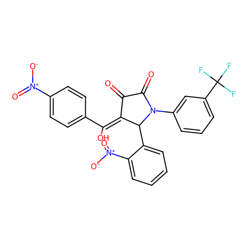 (4E)-4-[hydroxy(4-nitrophenyl)methylidene]-5-(2-nitrophenyl)-1-[3-(trifluoromethyl)phenyl]pyrrolidine-2,3-dione structure