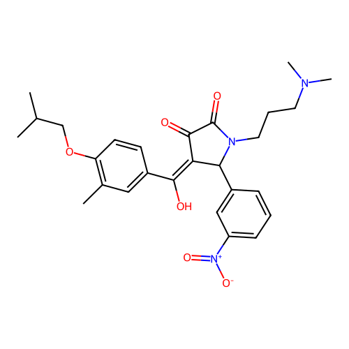 (4E)-1-[3-(dimethylamino)propyl]-4-[hydroxy-[3-methyl-4-(2-methylpropoxy)phenyl]methylidene]-5-(3-nitrophenyl)pyrrolidine-2,3-dione structure