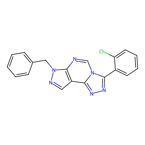 7-benzyl-3-(2-chlorophenyl)-7H-pyrazolo[4,3-e][1,2,4]triazolo[4,3-c]pyrimidine structure
