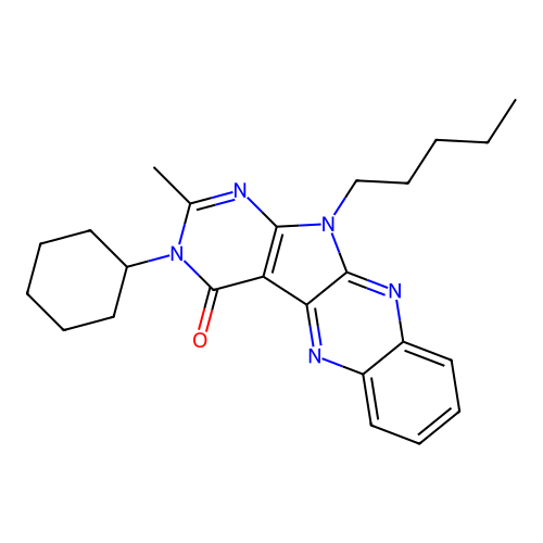 3-cyclohexyl-2-methyl-11-pentyl-3,11-dihydro-4H-pyrimido[5',4':4,5]pyrrolo[2,3-b]quinoxalin-4-one structure